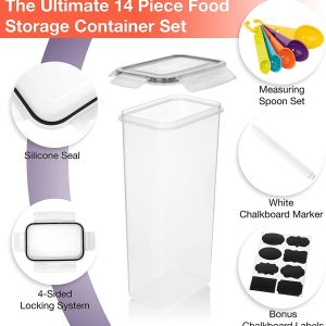 ClearSpace Airtight Food Storage Containers –14 Pack BPA Free Kitchen Organization Set for Pantry Organization and Storage, Plastic Canisters with Durable Lids Ideal for Cereal, Flour & Sugar (Black)