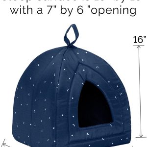 Furhaven Small Cat Bed Polycanvas Print Décor Foldable Pet Tent, Washable – Night Sky, Small